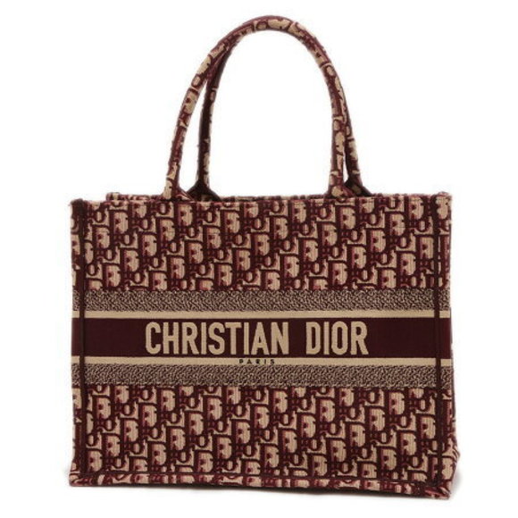 Dior Book Tote Bag Oblique Embroidery Red - Picture 1 of 7